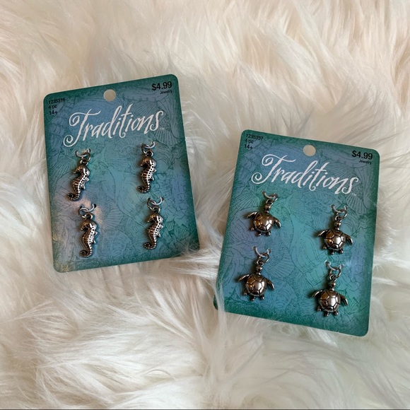 NWT Traditions Nautical Sea Life Turtle & Seahorse Jewelry Charm Packs Silver - Picture 5 of 6